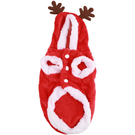 Weiche und warme Weihnachtskleidung für Haustiere mit Druckknopfverschluss, Kapuzenmantel für Hunde, Katzen, Welpen und Kaninchen (M)