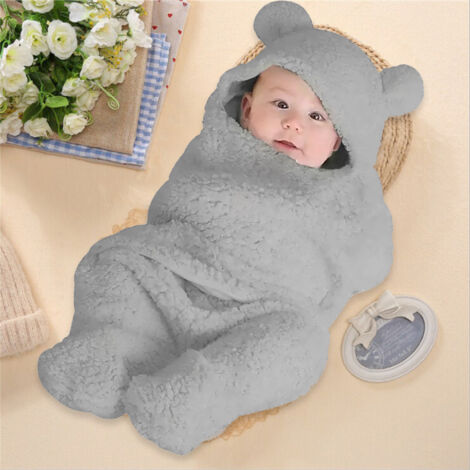Weicher Fleece-Babybettbezug – Neugeborenen-Puckdecke, Winter/Herbst, Hellgrau, Einheitsgröße