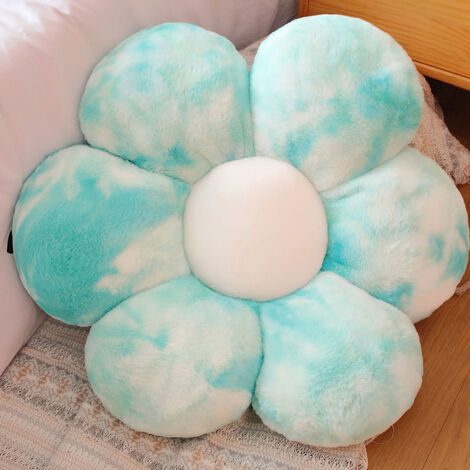 Weiches und farbenfrohes Blumenkissen – Dekokissen fürs Sofa – Geburtstagsgeschenk – Blau – 50 cm