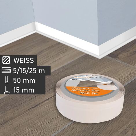 Weichsockelleiste, PVC, selbstklebend weiß 25m
