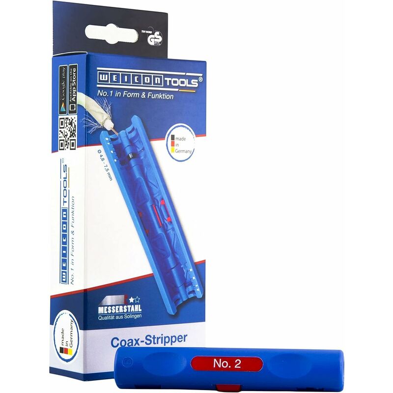 Image of WEICON Coax-Stripper No. 2 spelafili per Cavi coassiali TÜV Blu/Rosso 100% Made in Germany, Blue/Red