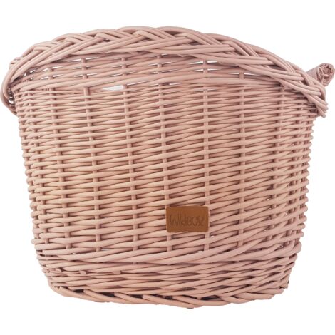 Weidenfahrradkorb mit Haken, schmutziges Rosa