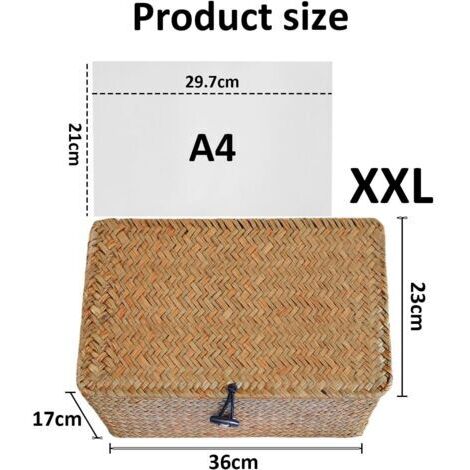 Weidenkorb mit Seegrasdeckel – Für Bad, Wohnzimmer, Küche – XXL-Größe, Natur