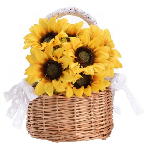 Weidenkorb mit weißem Pompon – DIY-Blumen