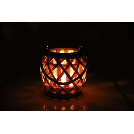 Weidenlaterne D15cm H14cm mit Glaseinsatz Windlicht Kerzenständer Kerzenhalter