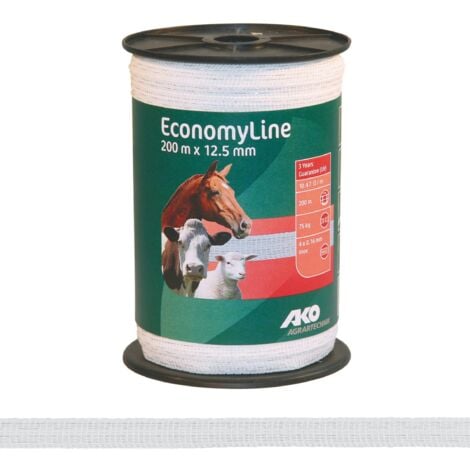 AKO AGRARTECHNIK Weidezaunband Economy Line weiß 12,5 mm, 11 Ohm/m, 200 m