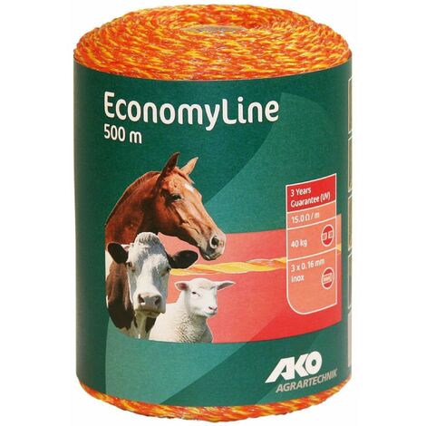 Weidezaunlitze EconomyLine gelb/orange 15 Ohm/m, 500 m