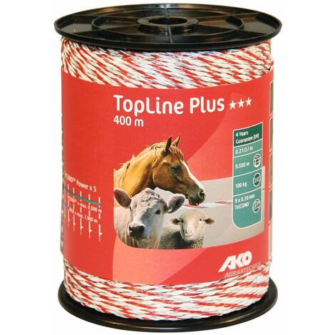 Weidezaunlitze TopLine Plus TriCOND weiß/rot 0,21 Ohm/m, 400 m