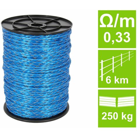 Weidezaunseil kreuzgewickelt, Ø 5 mm, blau, 0,33 Ohm/m, 200 m