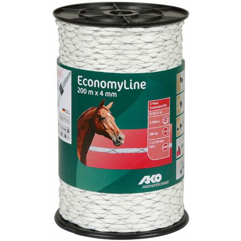 Weidezaunseil kreuzgewickelt weiß 4 mm, 0,35 Ohm/m, 200 m