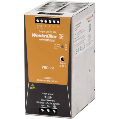Weidmüller 1469490000 Alimentatore per guida DIN 24 V/DC 10 A 240 W Num. uscite:1 x Contenuto 1 pz.