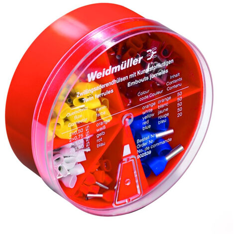 Weidmüller 9025390000 Zwillings-Aderendhülsen-Sortiment 0.5 mm², 0.75 mm², 1 mm², 1.5 mm², 2.5 mm² T