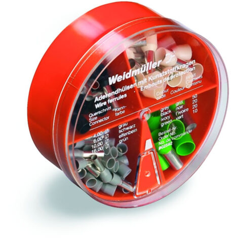 Weidmüller 9025400000 Aderendhülsen-Sortiment 4 mm², 6 mm², 10 mm², 16 mm² Teilisoliert Grau, Gelb,