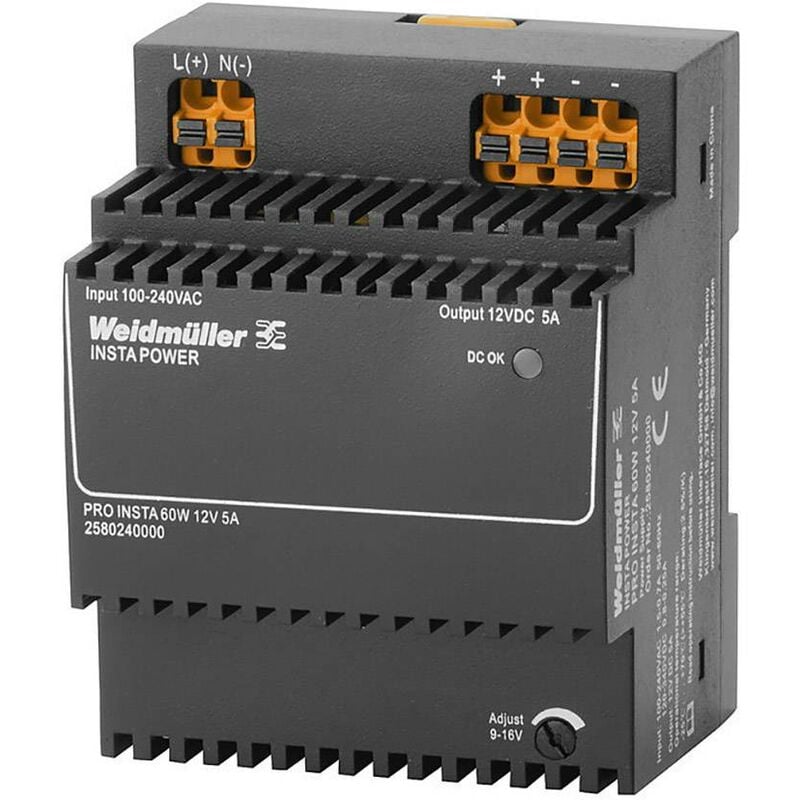 Weidmuller - Weidmüller pro insta 60W 12V 5A Alimentation à découpage 12 v/dc 5 a 60 w Contenu 1 pc(s) Q761742