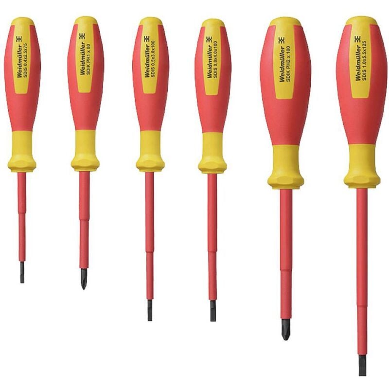 Weidmüller sdi set S2.5-5.5/PH1/2 vde Jeu de tournevis vis à fente, cruciforme Phillips