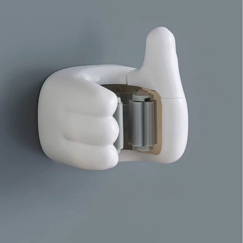 Image of Weißer Besenhalter 7,2 x 8 x 6 cm, 1 stanzfreier Besenhaken, Badezimmerhalter, Wandaufbewahrung