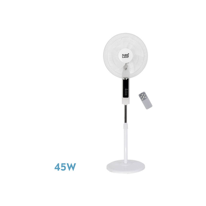 Fabrilamp - Ventilator de Fuß cacimbo bl.3 vel.45w.5 Flügel 43 d. w/remote.timer 0,5h-7,5h