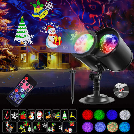 COSTWAY LED Projektionslampe Weihnachtslicht mit 2 Farben und 8 Mustern Projektor Lichter mit Fernbedienung Bunt Projektorlicht wasserdicht mit Zeitfunktion 
