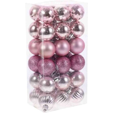 Weihnachtliche Aufhängbare Dekokugeln, 36 Stück, 4 cm, für Haus, Festlichkeiten und Hochzeiten, in Rosa