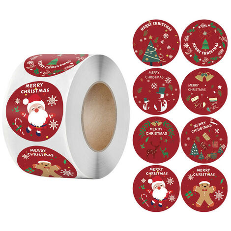 Weihnachtliche Aufkleber Rolle, 500 Stück Weihnachts-Siegeletiketten, Für Umschlag Geschenktüten Papiertüten Weihnachtskarten