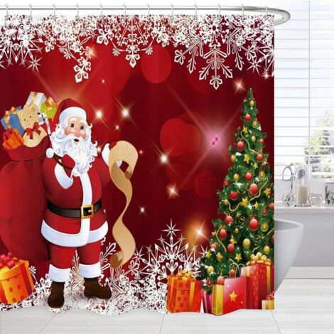 Weihnachtliche Duschvorhänge fürs Badezimmer, Weihnachtsbaum-Schneeflocken