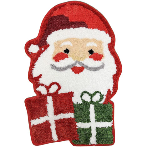Weihnachtliche Fußmatte aus Kunstkaschmir – 50 x 80 cm – [Mit rutschfester Unterseite] – Ideal für Badezimmer oder Hotelzimmer