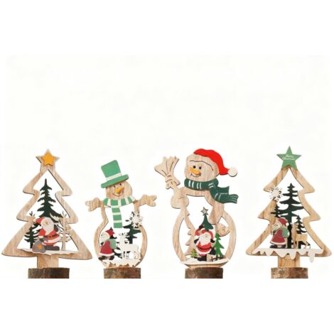 Weihnachtliche Tischdekoration aus Holz – Schneemann, Frohe Botschaft, Weihnachtsmittelelement, Festdekoration für Winterferien