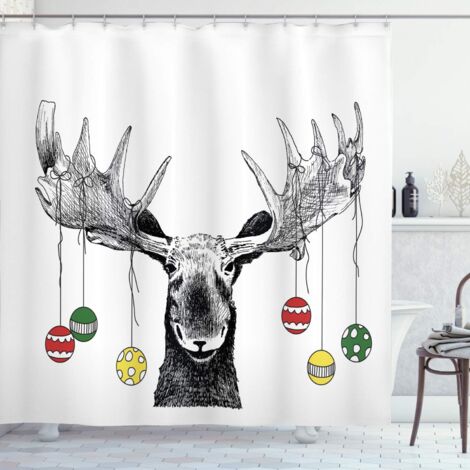 Weihnachtlicher Duschvorhang, Badezimmer-Dekorationsset aus Stoff mit