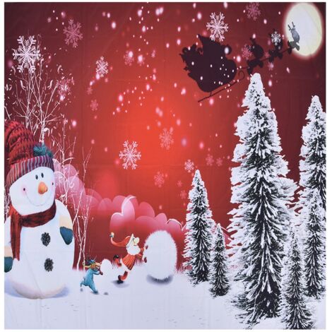 Weihnachtlicher Wandbehang mit Weihnachtsbaum, Weihnachtsmann und Schneemann – Schlafzimmerdekoration oder Fotohintergrund, 150 x 150 cm