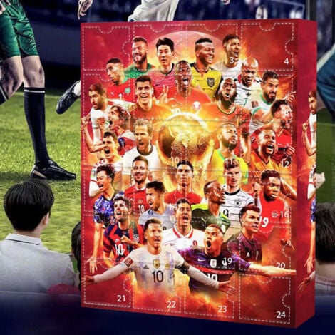 SJQKA Weihnachts-Adventskalender 2024: Fußball-WM-Blindbox, idealer 24-Tage-Weihnachts-Adventskalender – Überraschungsgeschenk für Mädchen, Jungen und Kinder