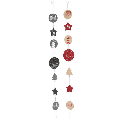 Weihnachts Filzgirlande im 2er Set - 145 cm - Deko Stoff Girlande in rot und anthrazit – Weihnachten Fensterdeko Wanddeko Mobile zum Hängen