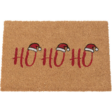 Weihnachts Fußmatte HO HO HO aus Kokosfasern - 60 x 40 cm - Türmatte im weihnachtlichen Design für Innen und Außen - Fußabtreter Schmutzfangmatte Türvorleger Weihnachten Deko
