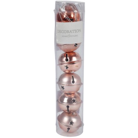 Weihnachts-Glöckchen Baumschmuck 6er Set Anhänger matt&glänzend ø 4cm Dekoration - kupfer