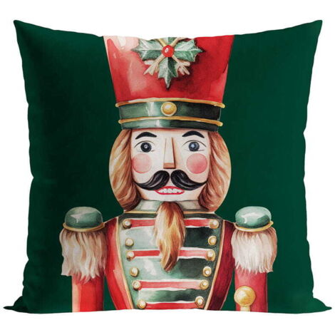 Weihnachts-Samt-Kissenbezug 45x45 Nussknacker