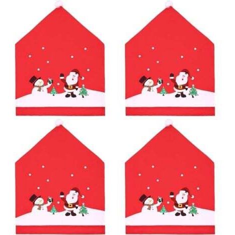 Weihnachts-Stuhlhussen, 4 Stück, Stuhldekoration für Weihnachtsfeier und Abendessen