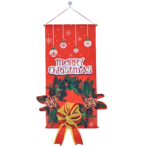 Weihnachts-Türbanner mit Cartoon-Motiv, Weihnachtswanddekoration mit Leinwandkranz
