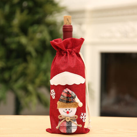 Weihnachts-Weinflaschenhülle, Weinflaschenhülle, Geschenk, Heimdekoration für Küche, Reisen, Party, Familienessen, Geburtstag, Hochzeit (1)