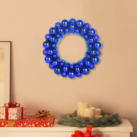 Weihnachtsballkränze 2 pcs Blau 33 x 33 x 7 cm Polystyrol vidaXL