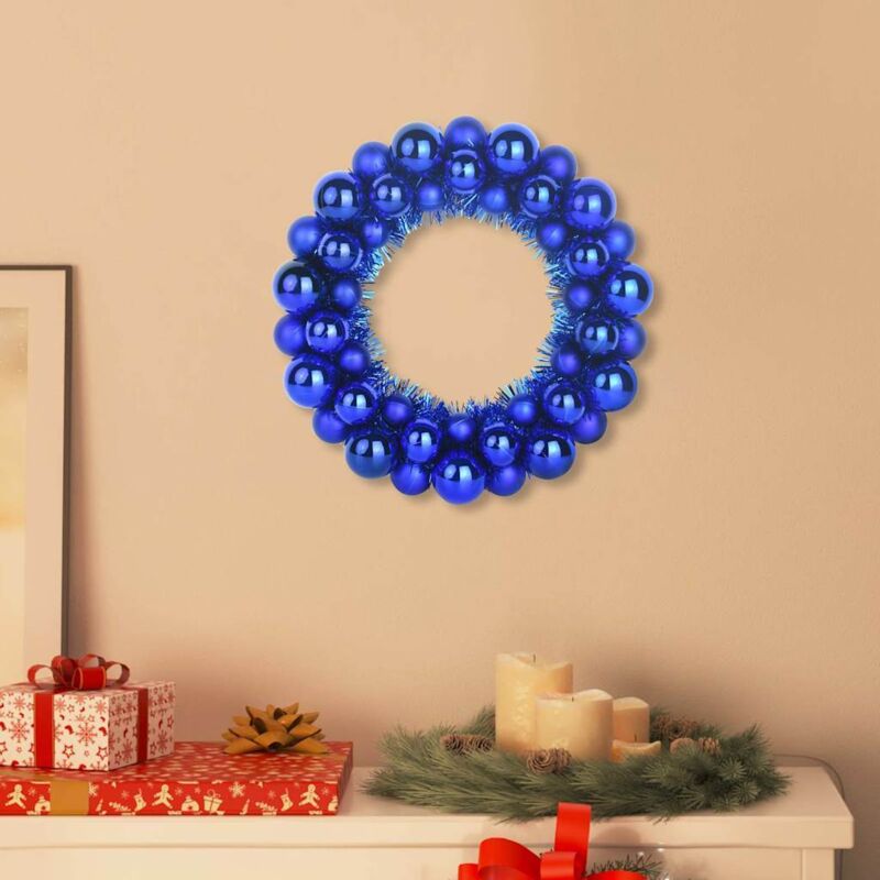 Weihnachtsballkränze 2 Pcs Blau 33 X 33 X 7 Cm Polystyrol Vidaxl