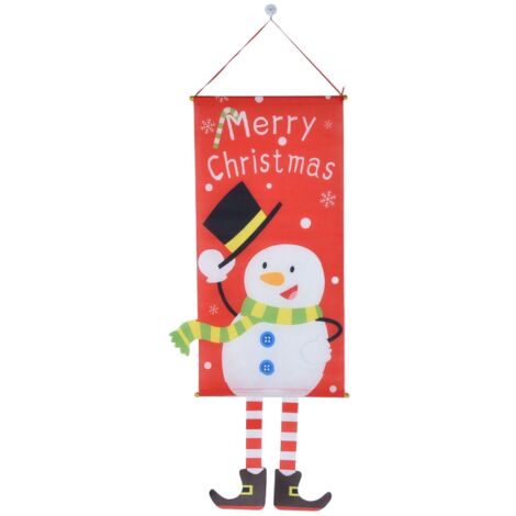 Weihnachtsbanner zum Aufhängen an der Tür – Cartoon-Wanddekoration mit Schneemann auf Leinwand