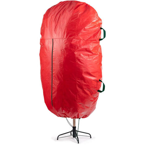 Weihnachtsbaum-Aufbewahrungshülle – Strapazierfähige, wasserdichte PE-Schutztasche mit verstärkten Griffen – Für künstliche Weihnachtsbäume bis 2,3 m Höhe – Maße: 140 x 190 cm – Rot