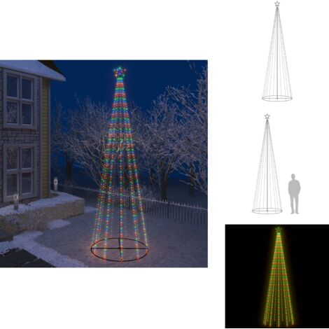 Weihnachtsbaum in Kegelform 752 LEDs Bunt 160x500 cm - Weihnachtsschmuck - Weihnachtsbaum - Lichterkette - Outdoordekoration - Indoordekoration