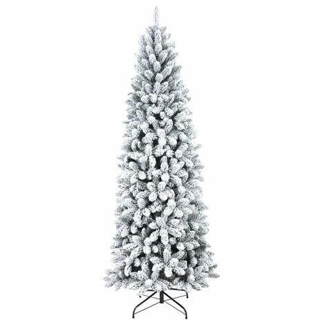 Weihnachtsbaum "Jackie Slim verschneit" aus PVC und weißem Flock für kleine Abmessungen -180 cm