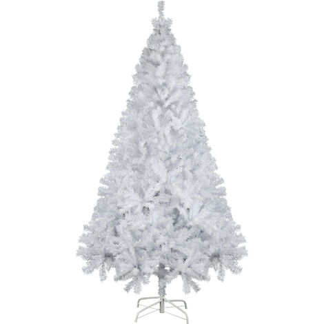 Weihnachtsbaum Künstlich mit Metall Christbaumständer, Künstlicher Tannenbaum Christbaum Weihnachten Baum Schnellaufbau, Kunstbaum Weihnachtsdekoration Draußen Haus, Weiß, 210cm mit 1025 Spitzen
