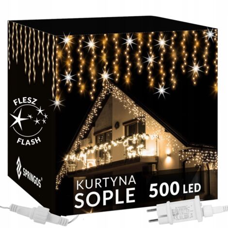 WEIHNACHTSBAUM LICHTER 500LED TIMER LICHTVORHANG FLASH AUSSEN WEISS