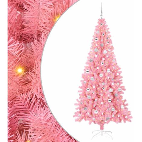 Weihnachtsbaum mit 300 LEDs mit Ständer Rosa 210 cm PVC vidaXL