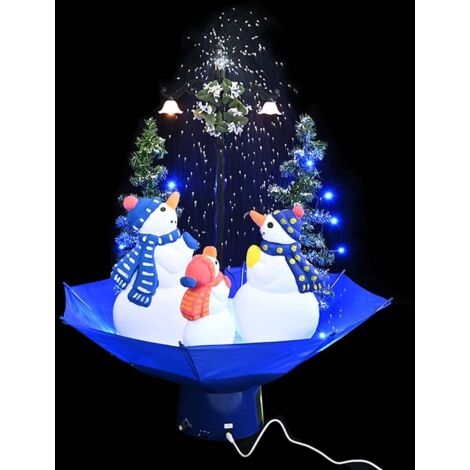 Weihnachtsbaum mit Schnee und Schirm-Fuß Blau 75 cm PVC