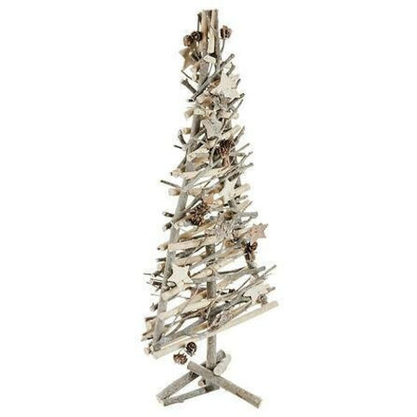 WEIHNACHTSBAUM MIT ZWEIGEN UND STERNEN 57 cm Holz