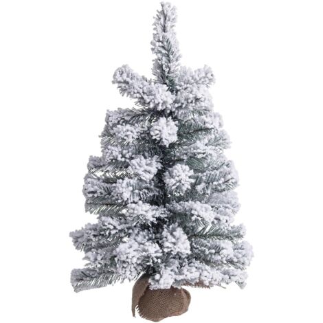 Weihnachtsbaum "Pinetto Timmy verschneite" aus PVC + weißem Flock mit Jutefuß -90 cm