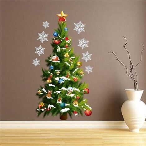 Weihnachtsbaum-Wandaufkleber, abnehmbare Fensterdekorationen